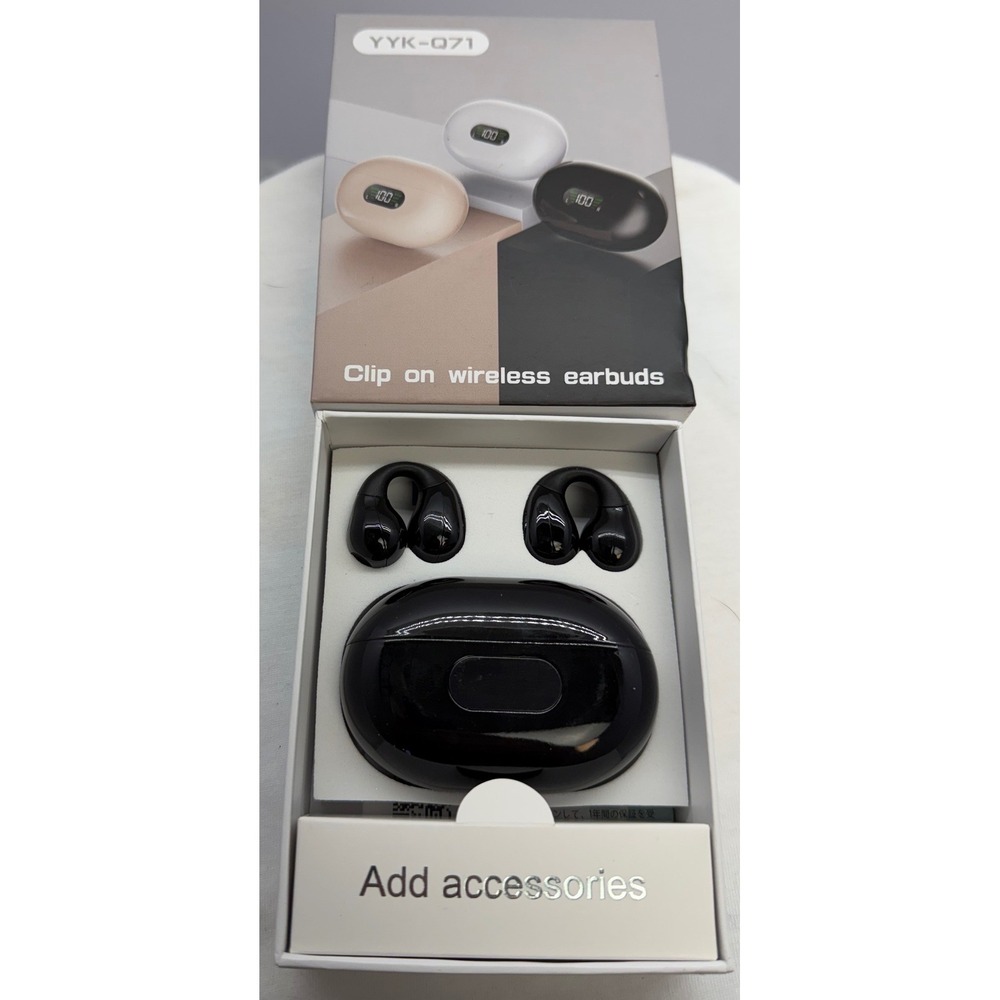 YYK-Q71 Open Ear Clip Wireless Earbuds Black Bluetooth Sport Headphones NEW